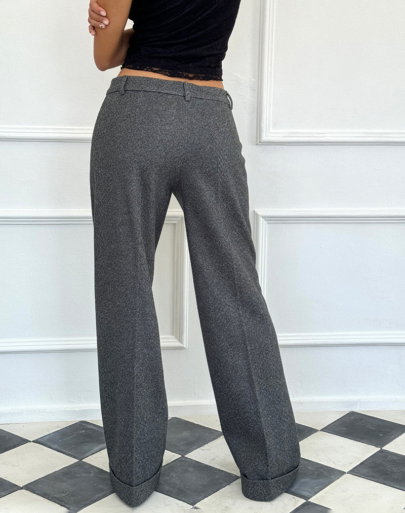 Image of Abdel Faux Wool Tailored Trouser in Charcoal Grey