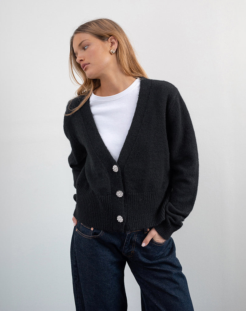 Black Flower Button Cardigan | Acera – motelrocks.com