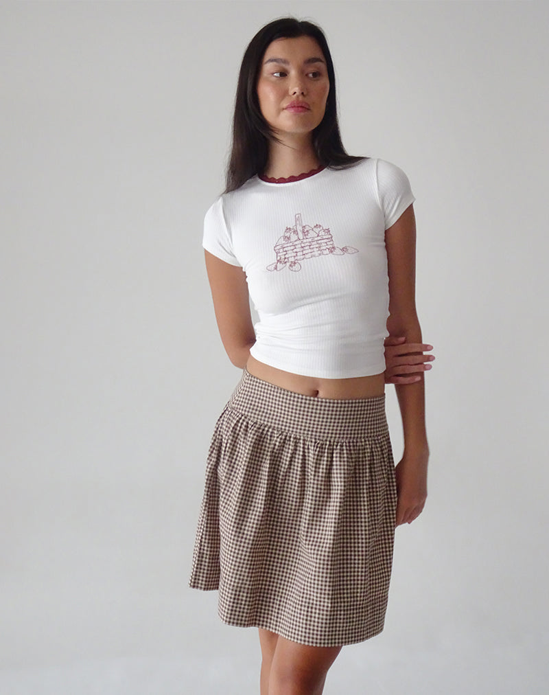 Image of Adinda Midi Skirt in Mini Gingham Brown