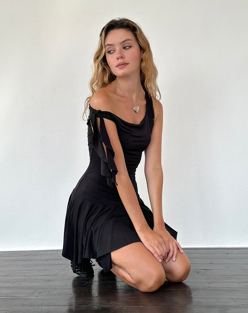 Black Mini Asymmetric Ruffle Dress | Alba motelrocks.com Black Mini Asymmetric Ruffle Dress | Alba motelrocks.com