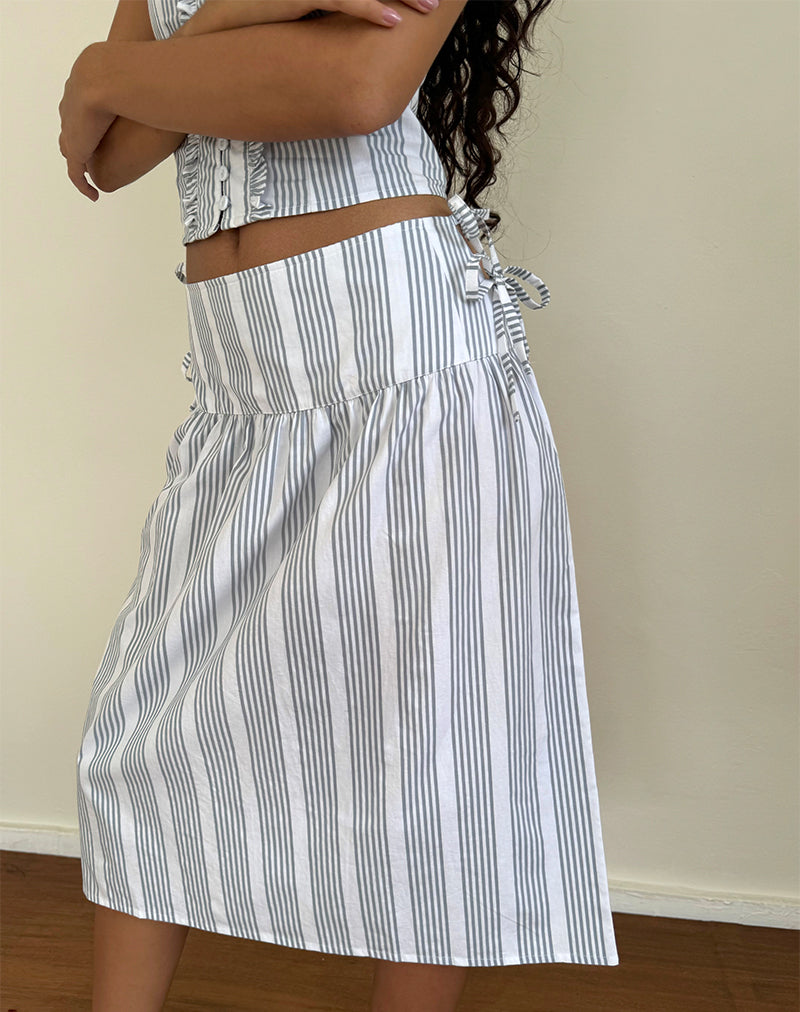 Vertical Grey Stripe Midi Skirt Sasay – - Main Image