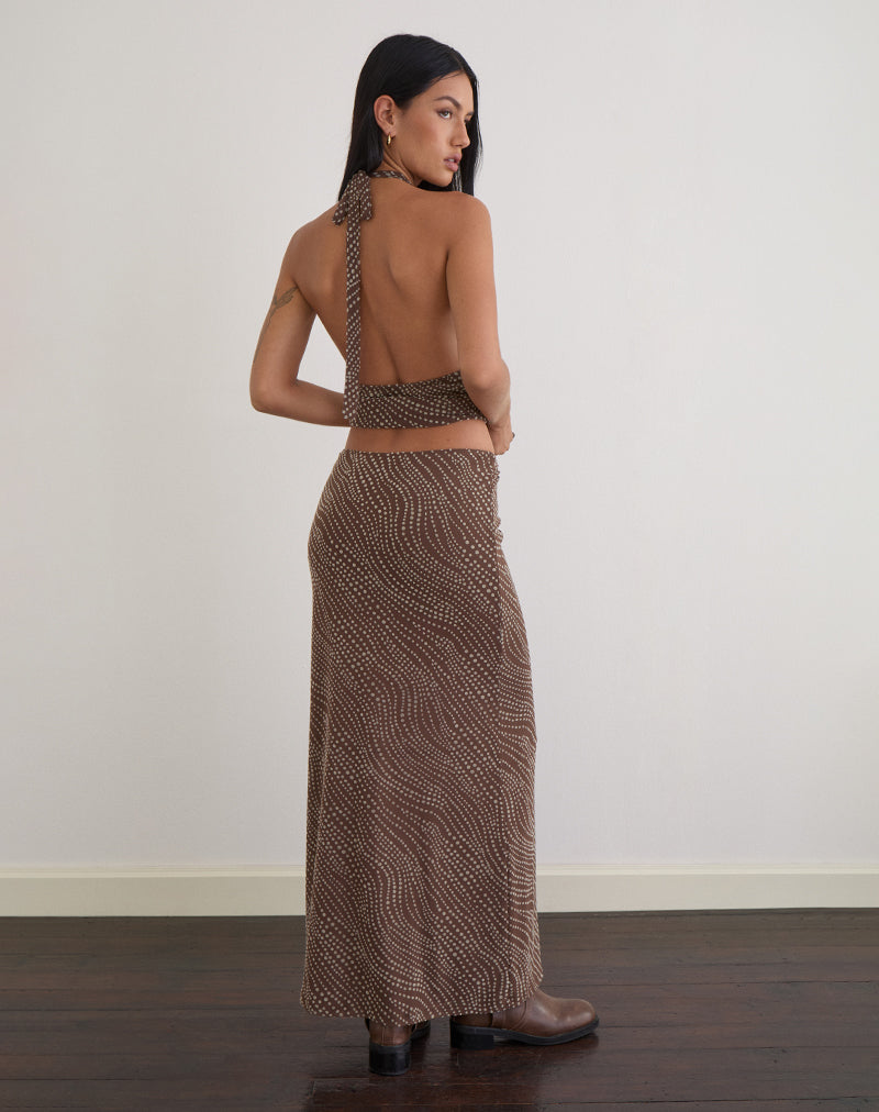 Alfreda Maxi Skirt in Midnight Leaf Flock Navy