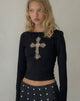 Image of Amabon Top in Black with Cross Motif