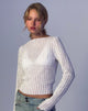 Image of Angela Long Sleeve Top in Crinkle White