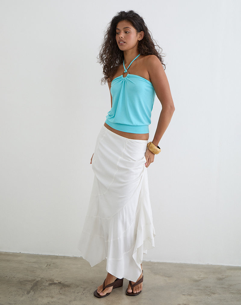 Aqua Cupro Halter Top | Ballerie – motelrocks.com
