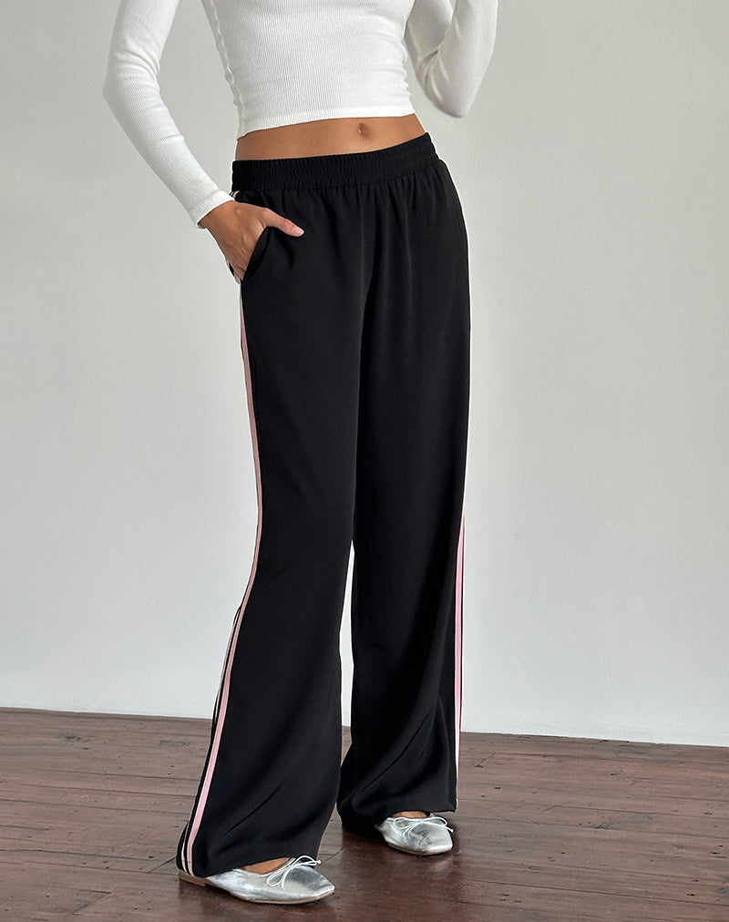 Image of Bennett Trouser in Black with Pink Side Stripe