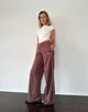 Image of Benton Wide Leg Jogger in Mahogany with Ivory Piping and M Embroidery