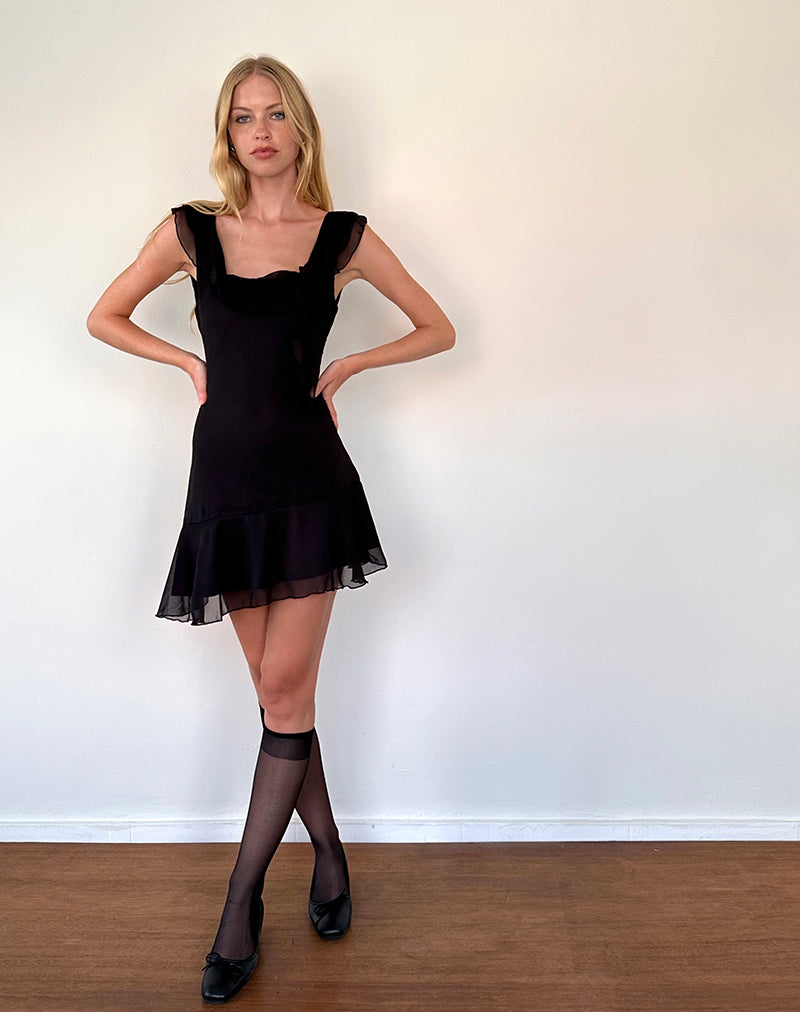 Binita Mini Dress in Chiffon Black Binita Mini Dress in Chiffon Black