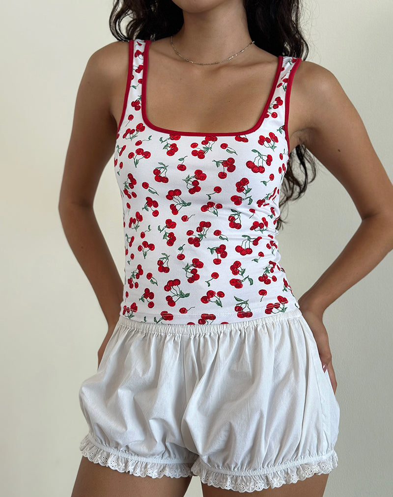 Cherry Print White Top | Blaira – motelrocks.com