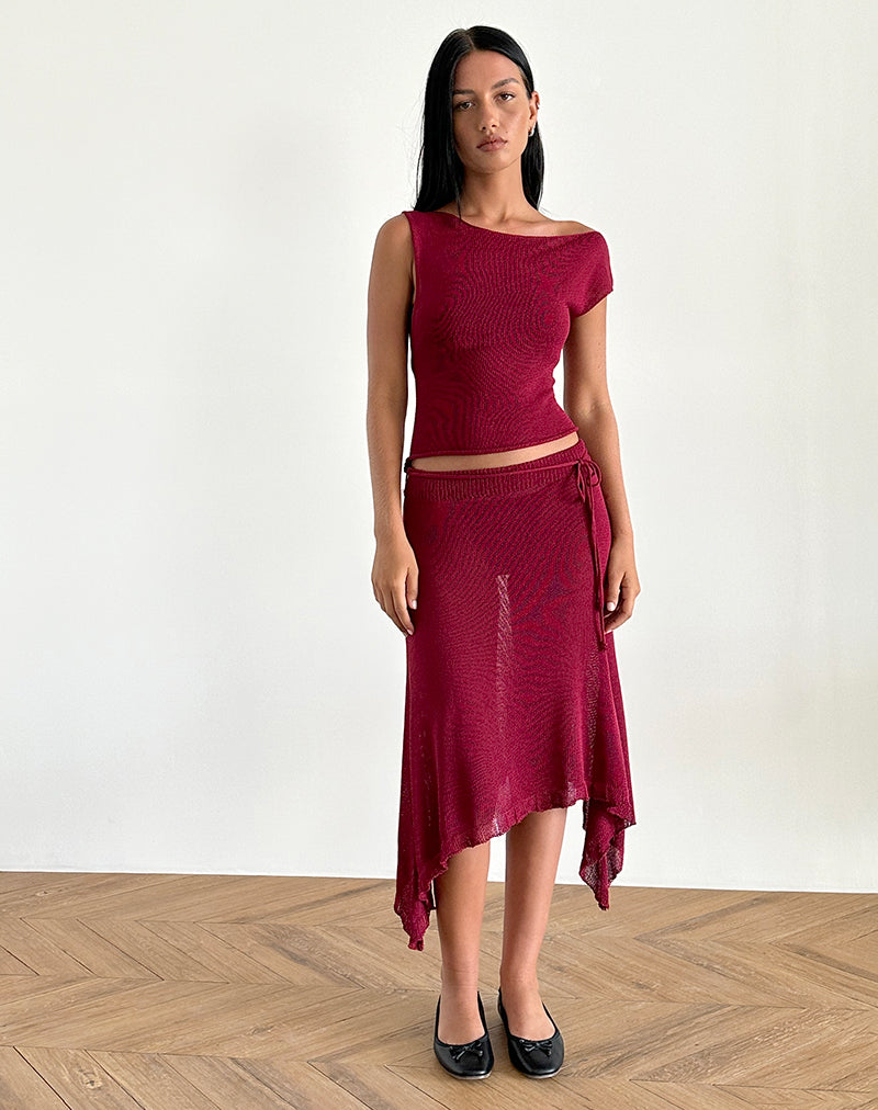Image of Calypso Top in Sheer Knit Red