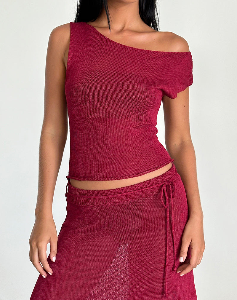 Image of Calypso Top in Sheer Knit Red
