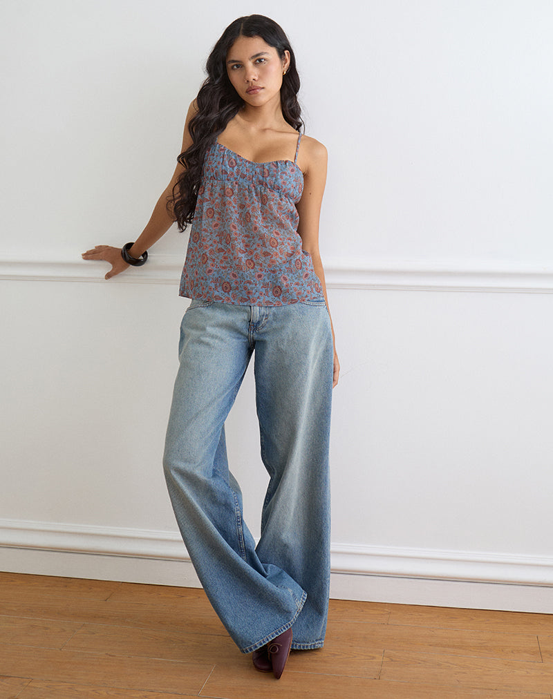 Blue Shadow Blossom Chiffon Cami Top | Camden – motelrocks.com