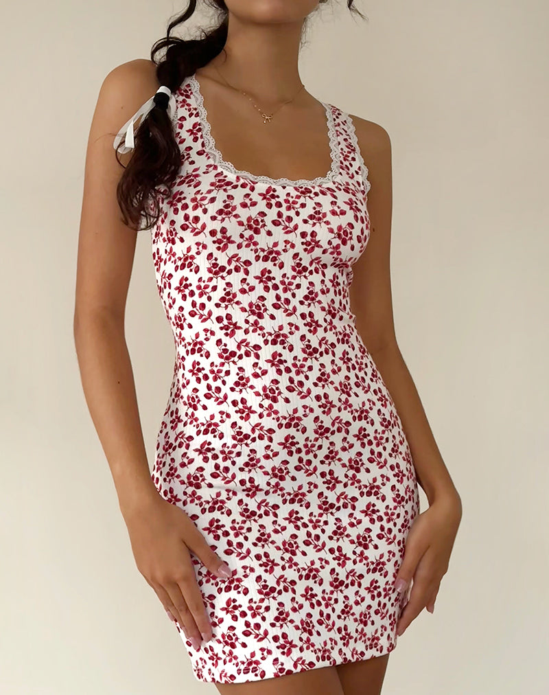 Camina Dress in Summer Strawberry Off White