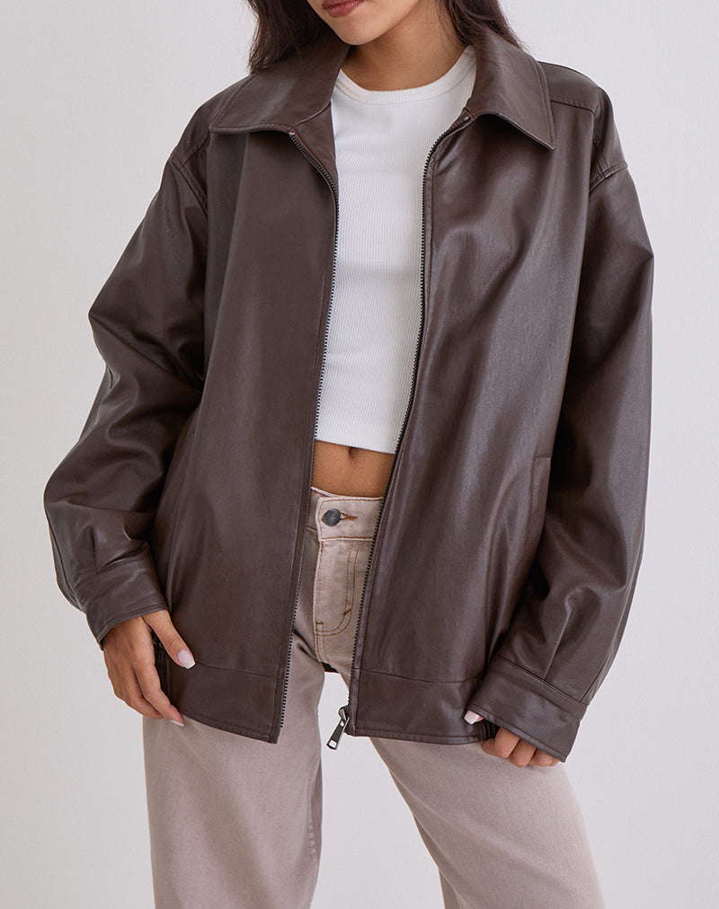 PU Bitter Chocolate Jacket | Cavita – motelrocks.com