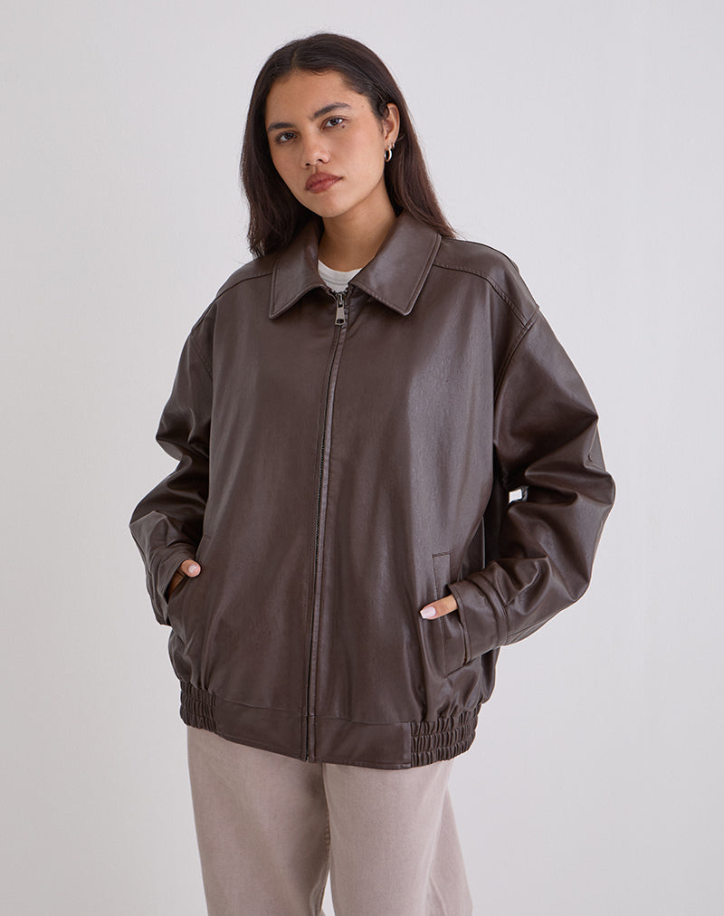 PU Bitter Chocolate Jacket | Cavita – motelrocks.com