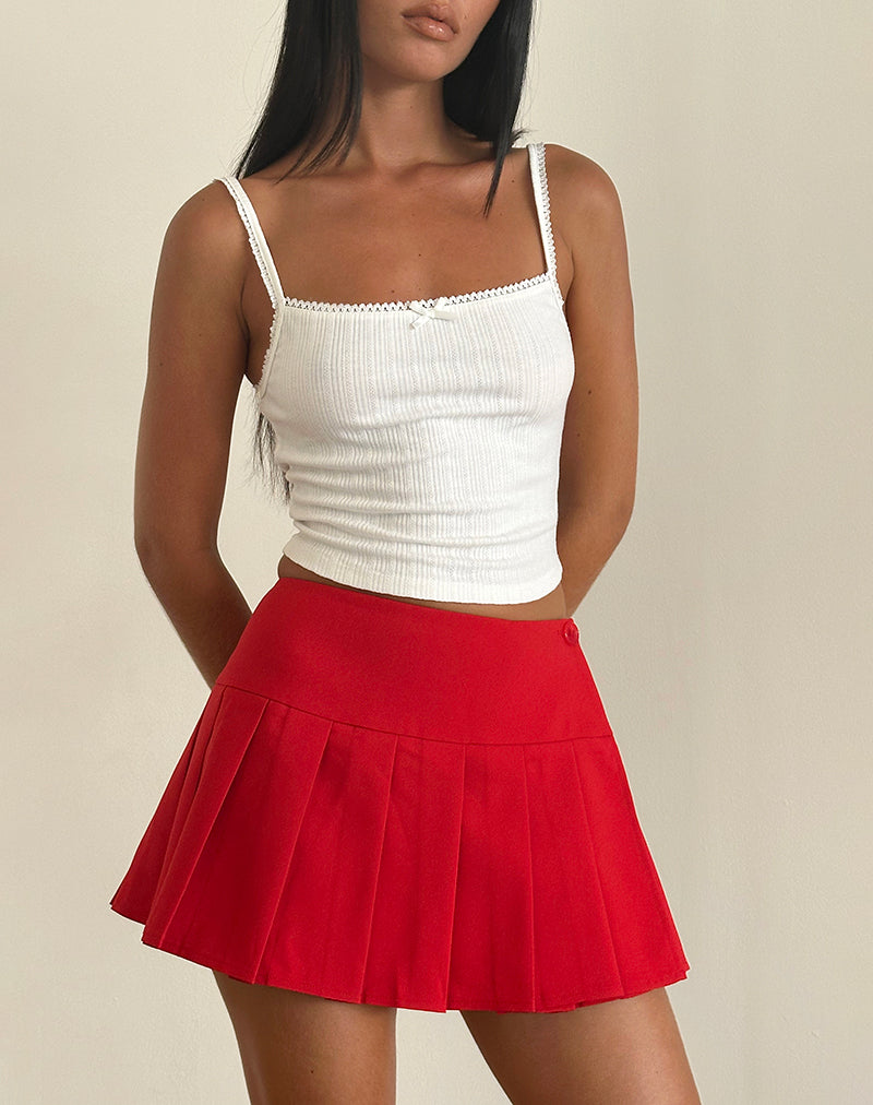 Red Soft Tailoring Mini Skirt
