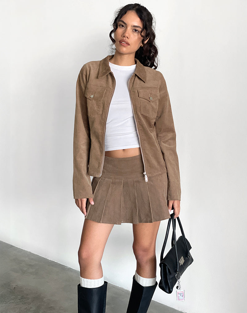 Pleated Skirt Corduroy Skirt Outfit 80's Jacket Corduroy
