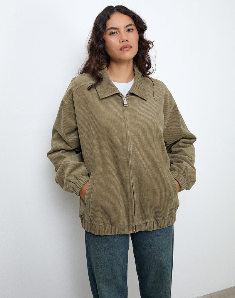 Khaki Green Cord Bomber Jacket | Cavita – motelrocks.com Khaki Green Cord Bomber Jacket | Cavita – motelrocks.com