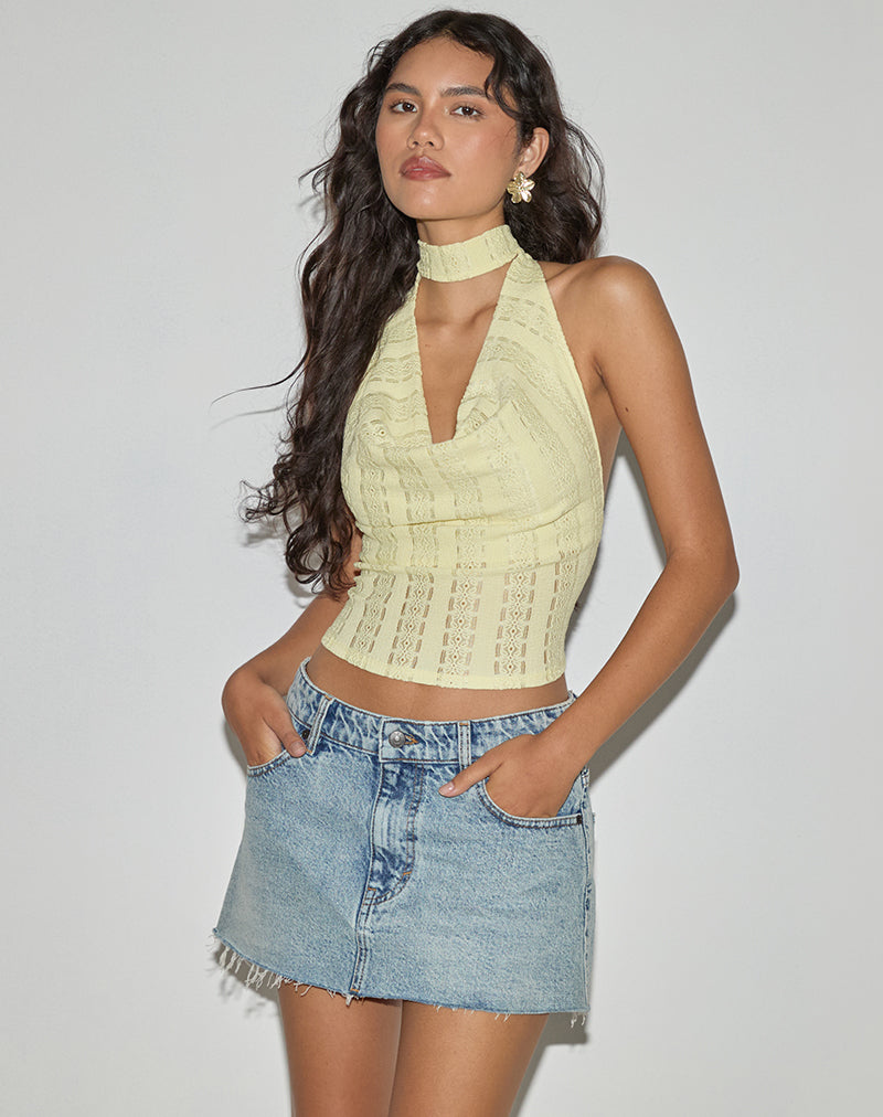 Lemon Broderie Flower Lace Cami Top | Chupa – motelrocks.com