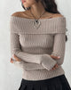 Image of Circe Off-Shoulder Long Sleeve Knit Top in Natural