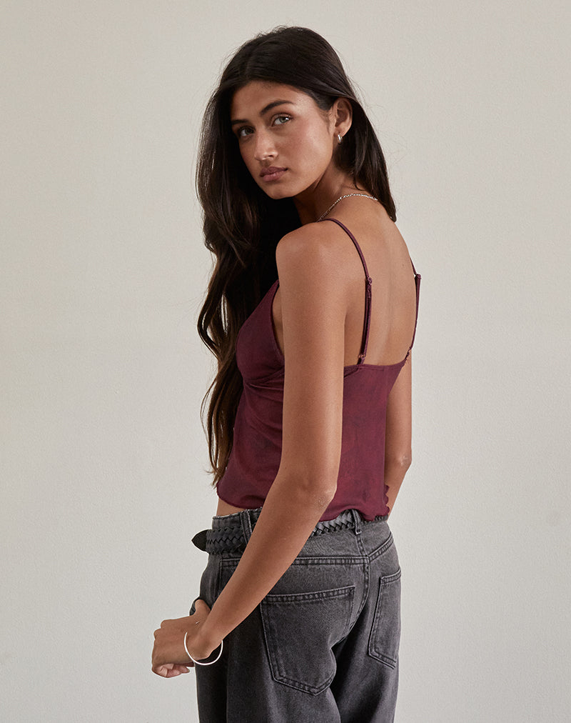 Tonal Burgundy Paisley Mesh Butterfly Top | Cojira