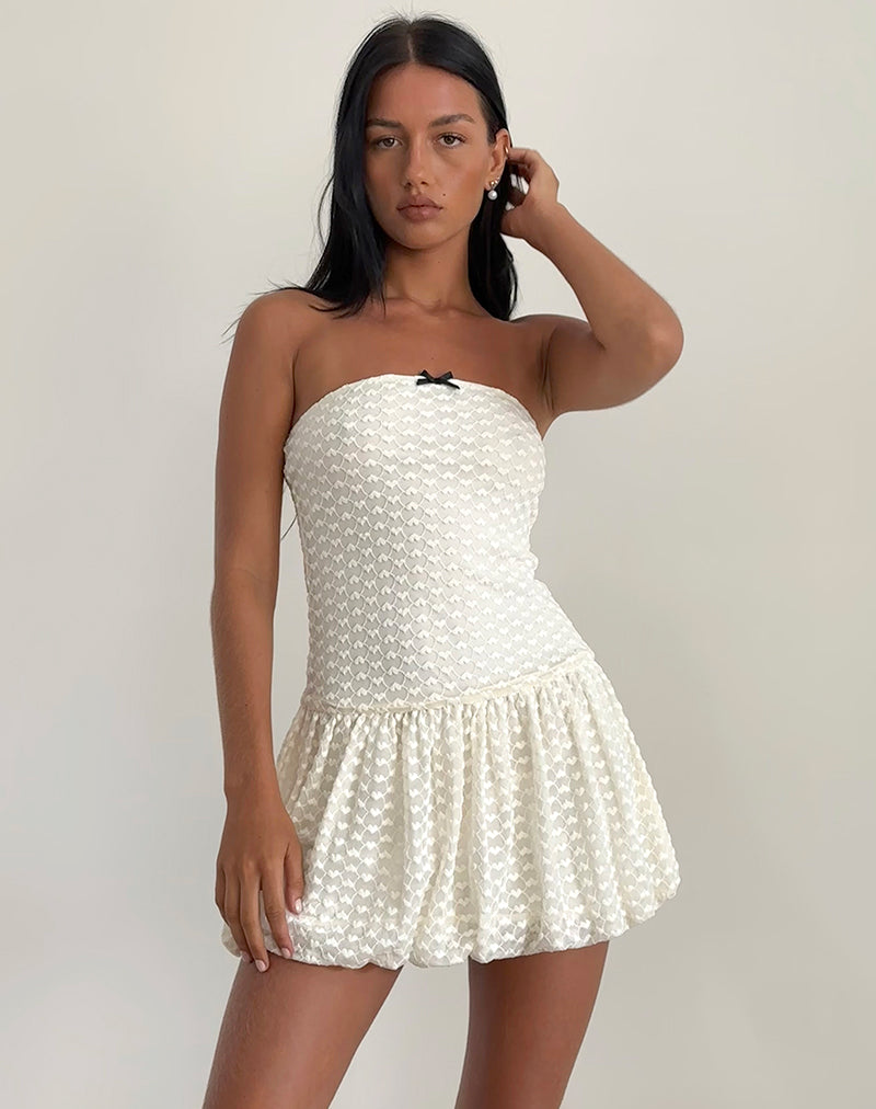 Ivory Heart Lace Bandeau Mini Dress