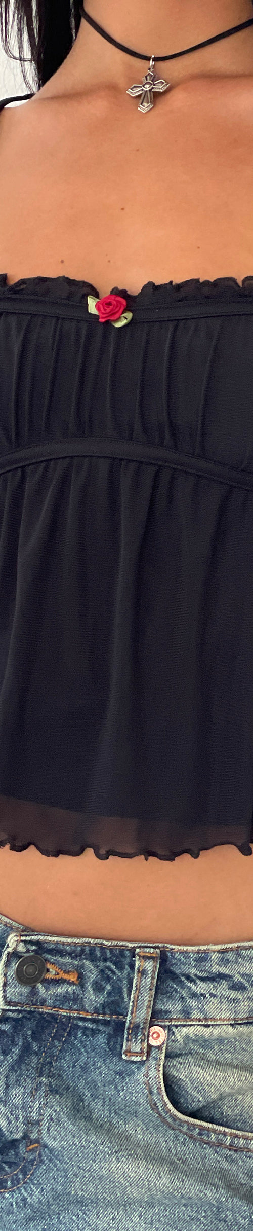 Image of Damaris Cami Top in Black with Black Binding
