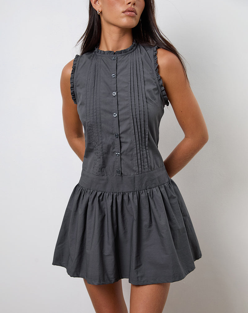 motelrocks grey dress Poplin Mini Payoda bandeau dress