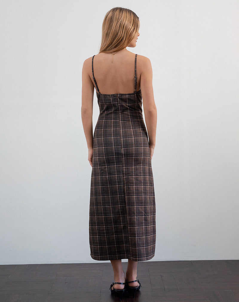 Brown Check Lace Midi Dress | Delfina motelrocks.com Brown Check Lace Midi Dress | Delfina motelrocks.com