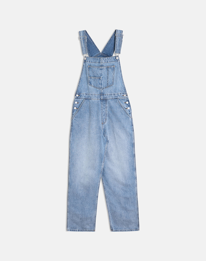 Blue Bright Used | Denim Dungaree – motelrocks.com
