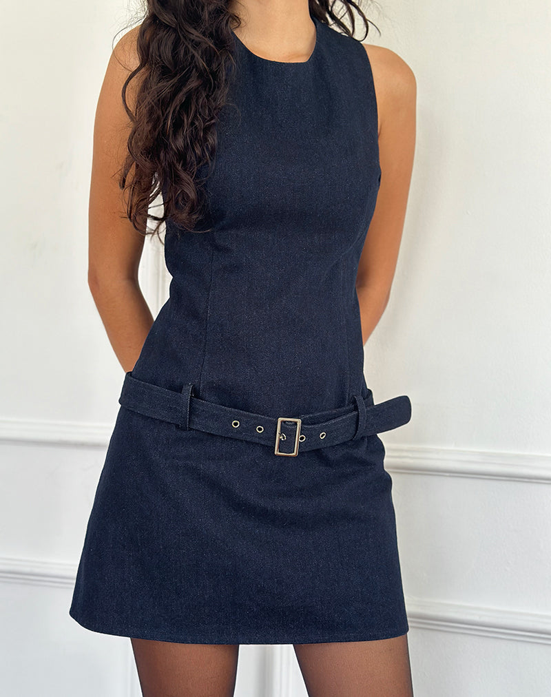 motel rocks denim dress Atun Denim Bandeau Maxi Dress in Brown Blue Acid Wash
