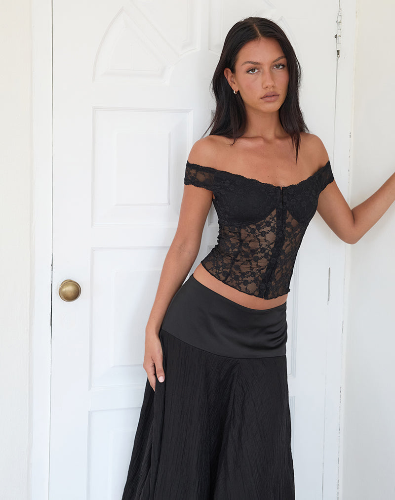 トップス babylclub Sugardoll corset top black Black Rose Lace Off the Shoulder Corset Top | Dovica – motelrocks.com