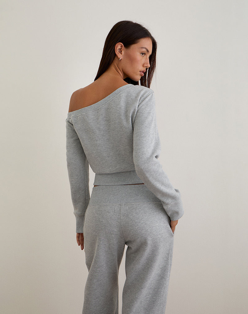 Grey Marl One Shoulder Sweatshirt | Doxia – motelrocks.com