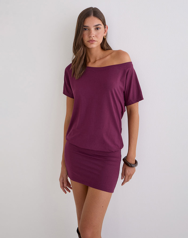Deep Purple Off the Shoulder Mini Dress