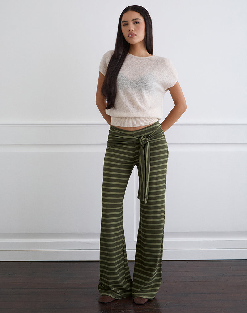 Green Wide Stripe Wrap Trouser | Esata – motelrocks.com