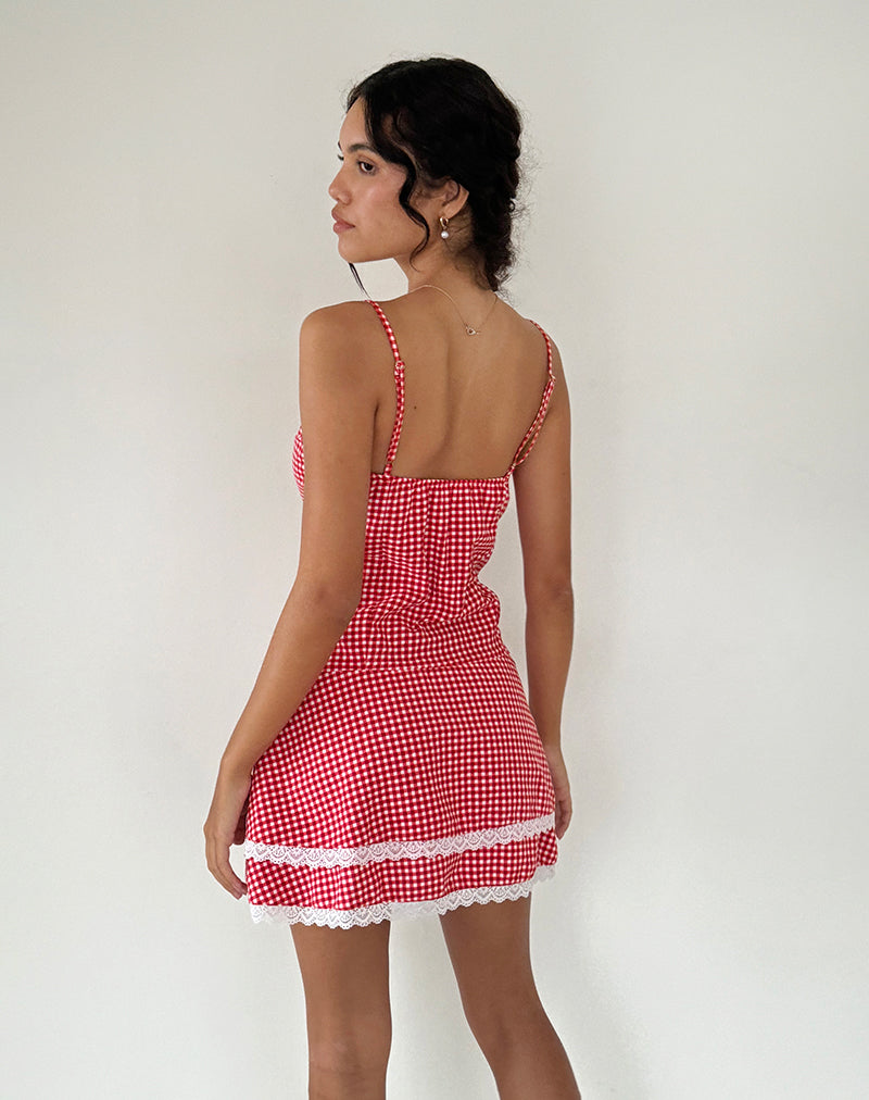 Image of Flossie Mini Dress in Red Gingham