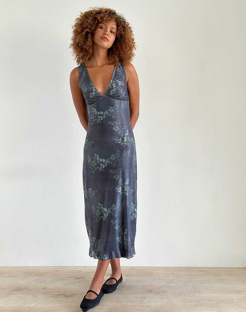 Gabriela Midi Dress in Faded Botanical Green Gabriela Midi Dress in Faded Botanical Green