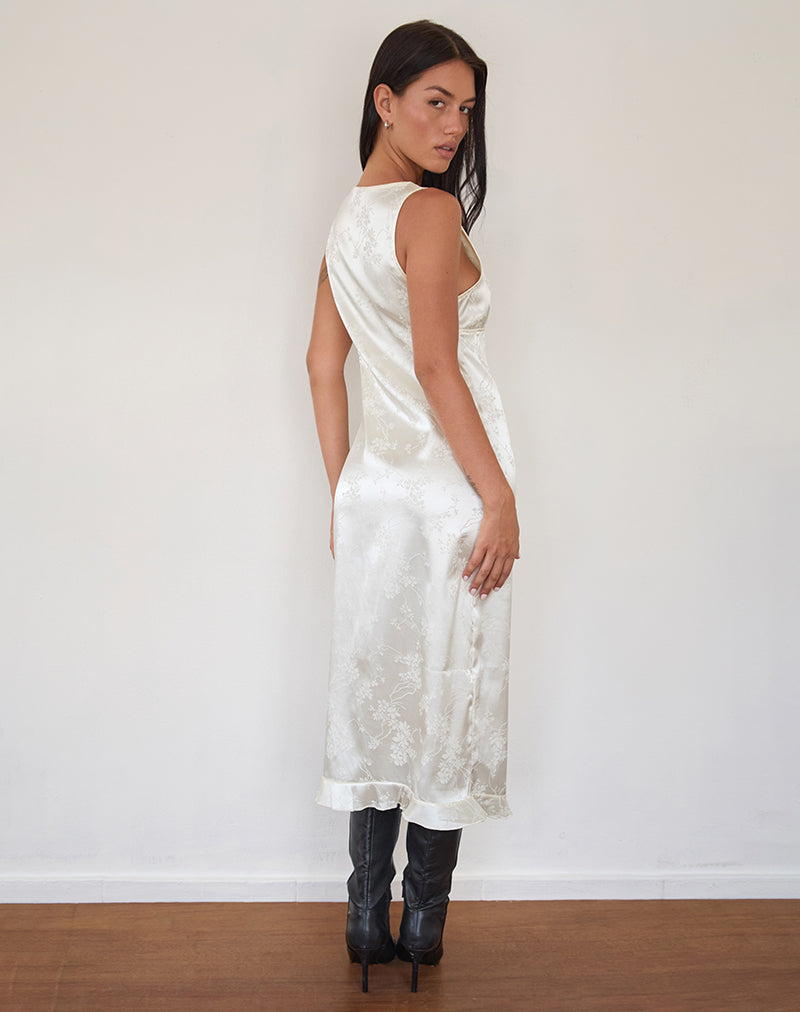 motel rocks white silk dress Paiva Slip Dress in Satin Ivory