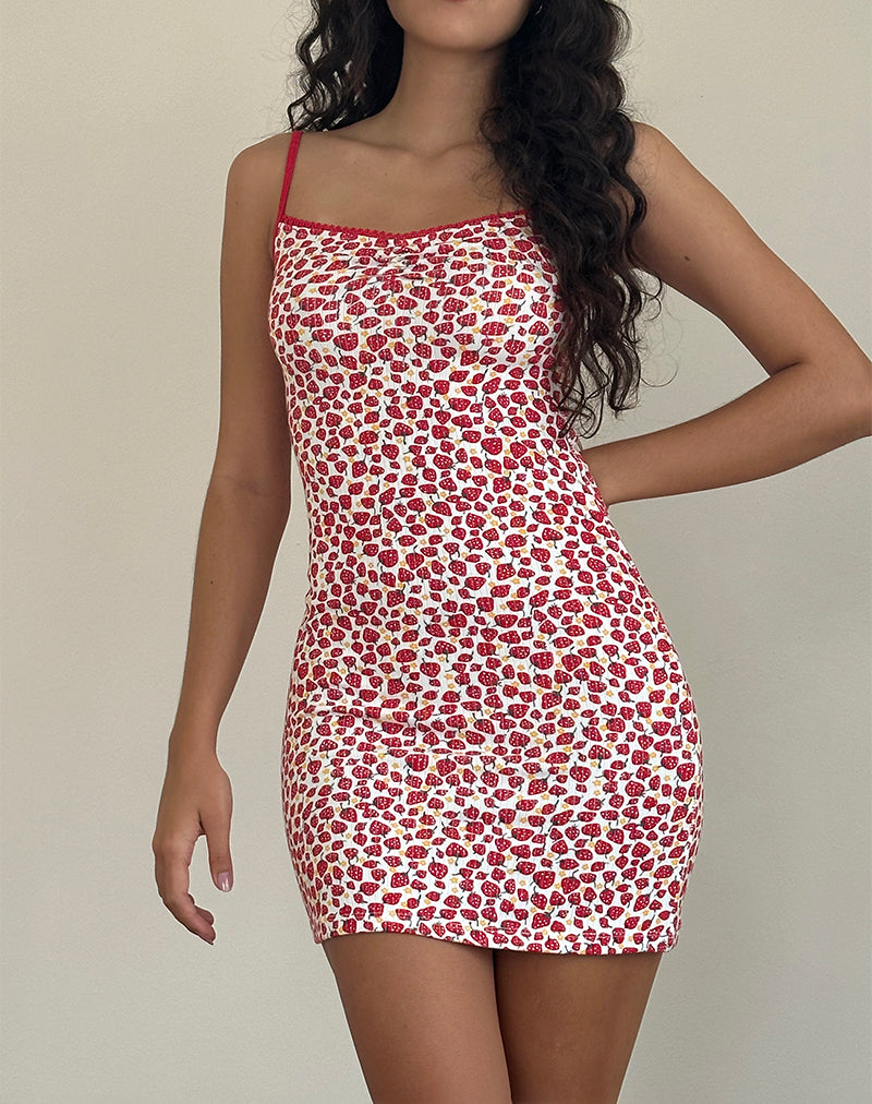 Image of Gracias Mini Dress in Strawberry 2023 Print