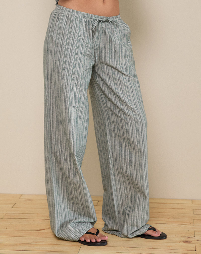 Green and White Striped Wide Leg Trouser Wasic –