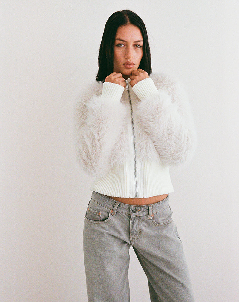 JSELF Mohair Shaggy Blouson オフホワイト　サイズ1 Shaggy Semi Cropped Mohair Wool Jacket – SNIDEL