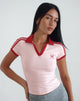 Image of Isda Top in Girlie Pink with Red Bow Emb