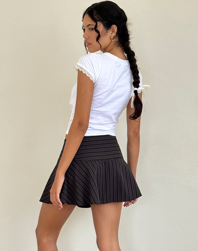 Zelian Mini Skirt in Pinstripe Black