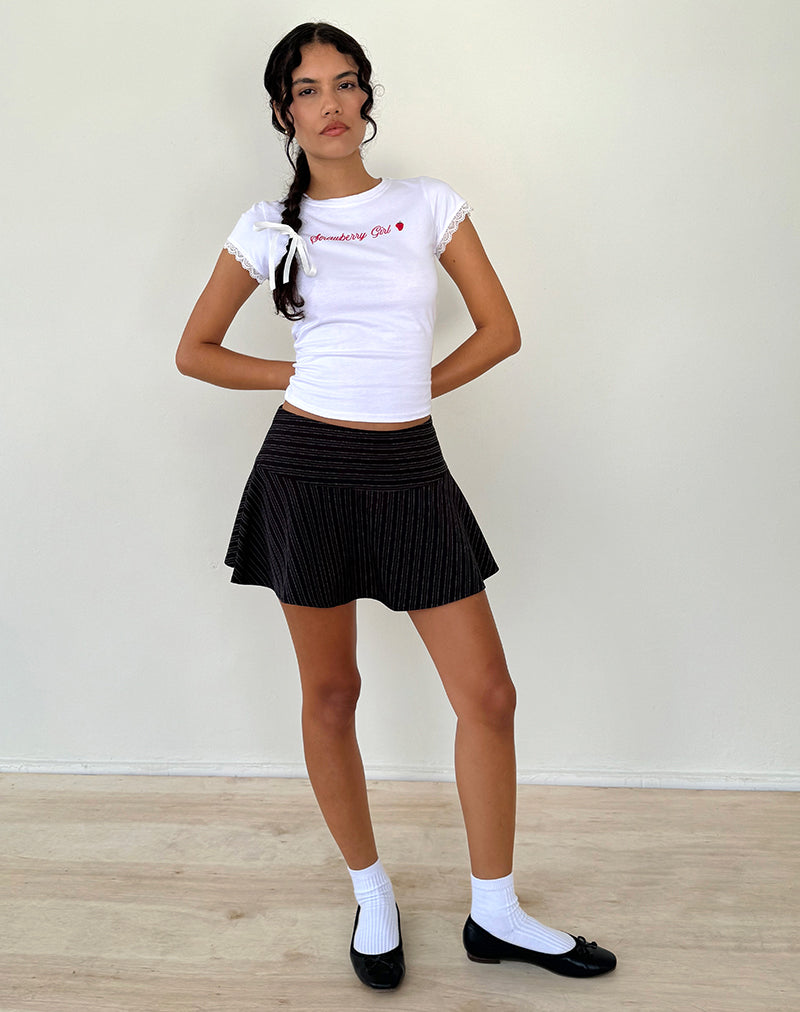 Image of Zelian Mini Skirt in Pinstripe Black