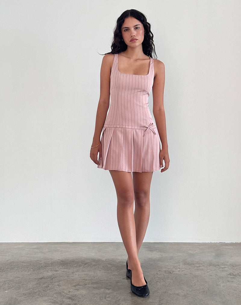 pleated drop waist mini dress ASTR the Label | Maliyah Pleated Drop-Waist Mini Dress in Hot Red