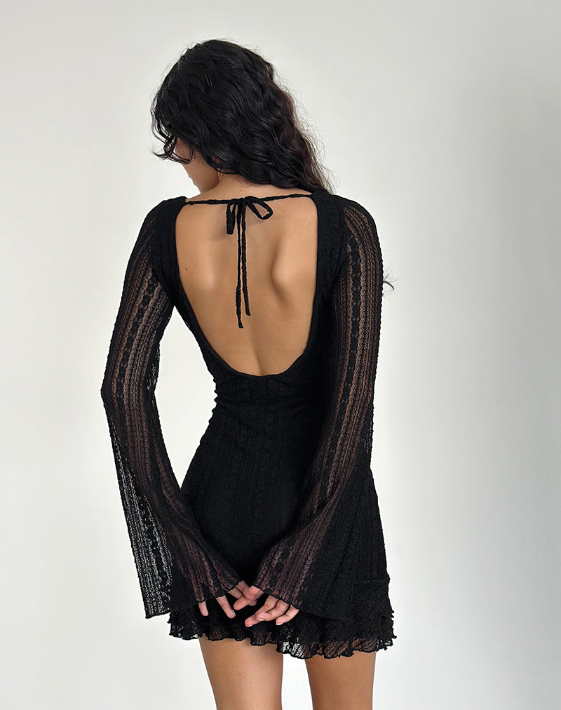 Janawa Backless Mini Dress in Lace Black Janawa Backless Mini Dress in Lace Black
