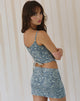 Image of Jatemi Corset Top in Blue Ornate Print