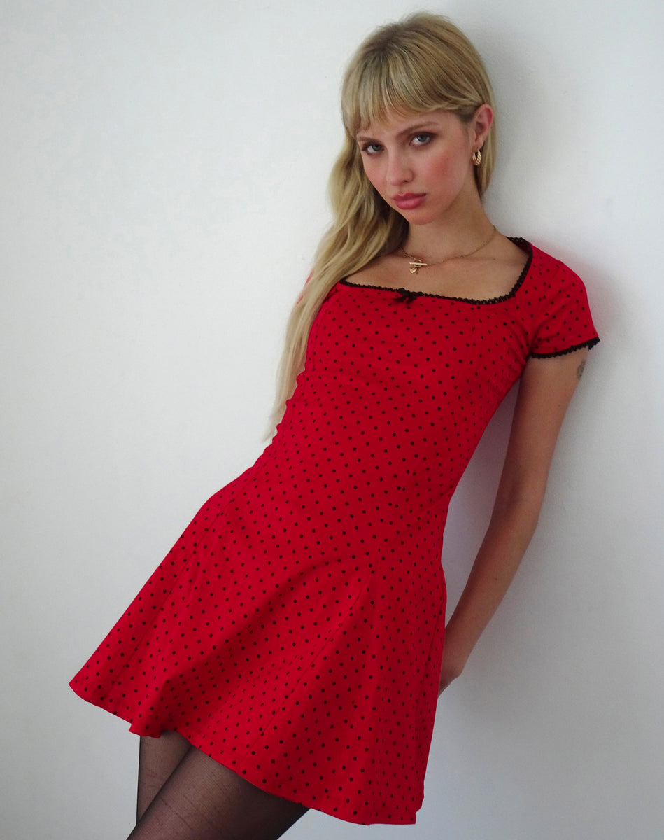 blue dress for baby girl Vintage YSL Yves Saint Laurent Sweetheart Polka Dot Libération Dress –  Recess main image 0