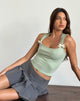 Image of Jiniso Crop Top in Sage with Ivory Bows