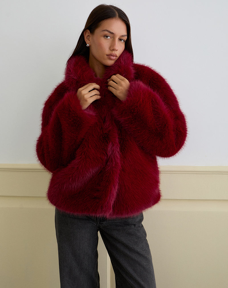 Cherry Faux Fur Jacket | Joji – motelrocks.com
